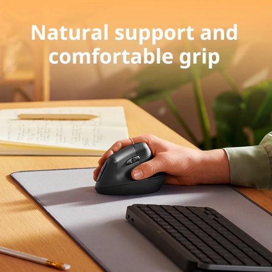 Logitech Lift Vertical Mouse Ergonomic Wireless With Silent Click Bluetooth/Usb Dual Mode For Pc Laptop Tablet Wrist Pain