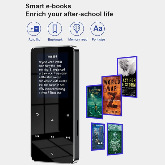 Mini 1.8 inch Metal Touch MP3 MP4 Music Player Bluetooth 5.0 Hifi Player Walkman Radio Video Play with 8/32GB Card E-book