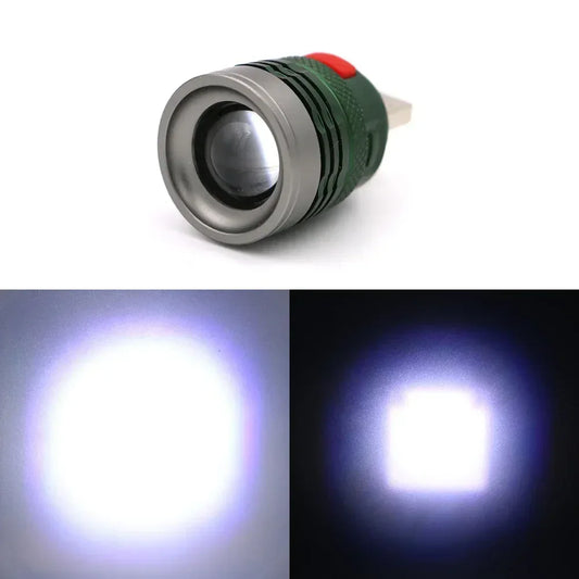 USB Flashlight Mini Torch Aluminum Alloy Strong Light LED Lights Illumination Camping Lamp Lantern Fishing Hiking Fill Lights