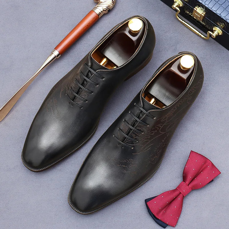 British Trend Mens Dress Shoes Elegant Genuine Cow Leather 2023 Autumn Designer New Style Oxfords Wedding Social Shoes Man