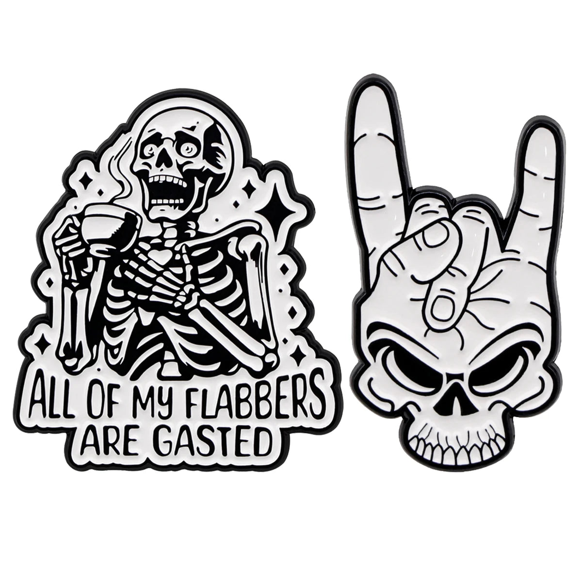 Broche squelette en émail, style punk, pin's à revers, badge pour sac à dos, accessoires de mode, bijoux gothiques, cadeaux d'Halloween