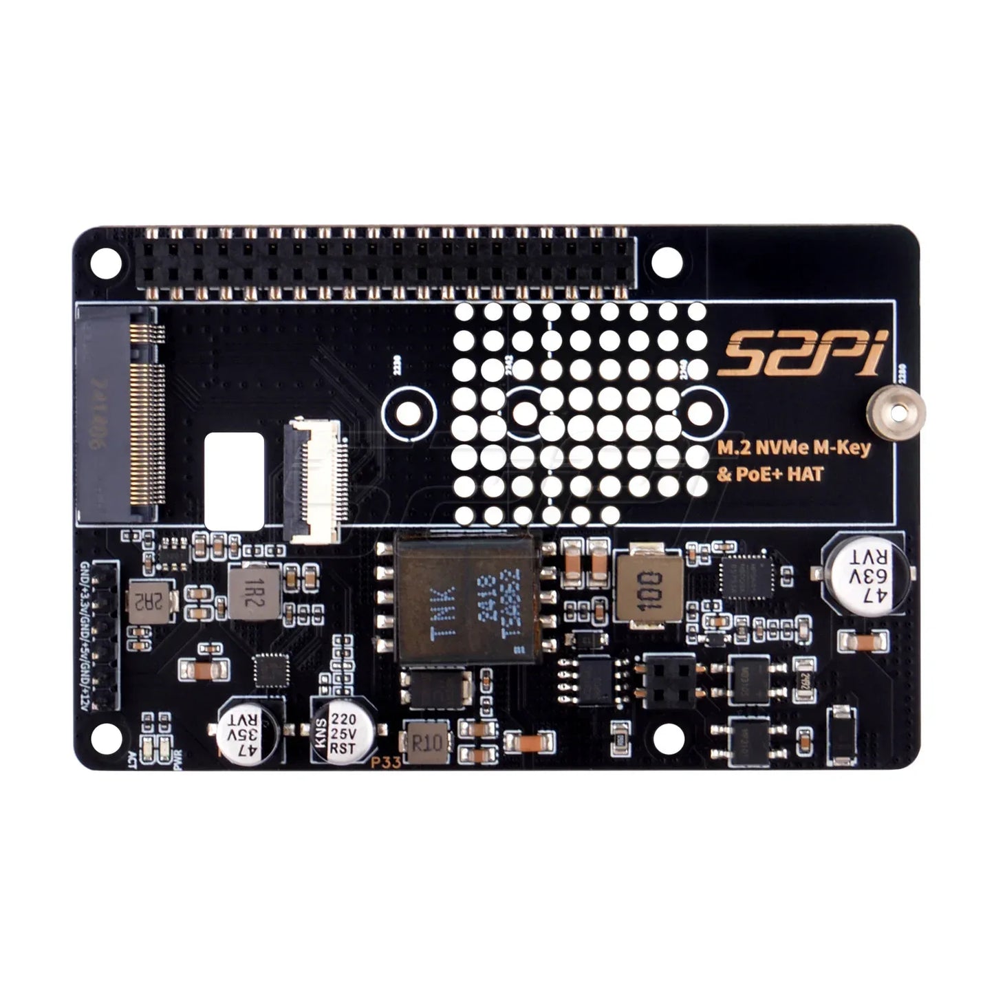 52Pi M.2 NVME M-key & PoE+ Hat & Active Cooler Kit For Raspberry Pi 5 Support SSD: 2230/2242/2260/2280
