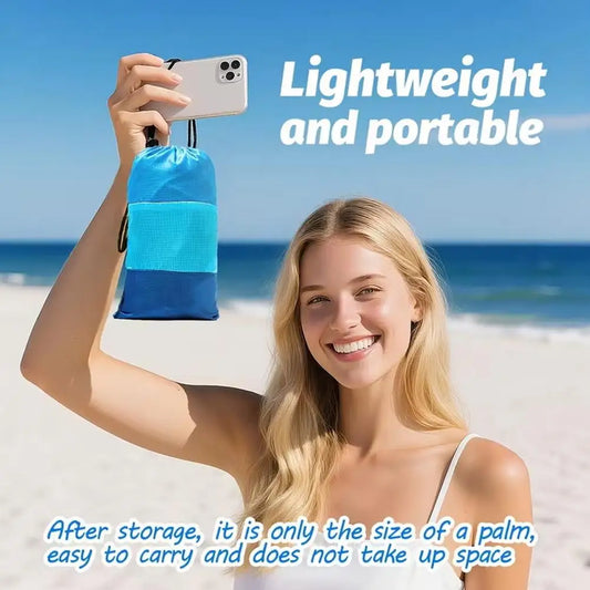 200x210cm Sandproof Waterproof Beach Mat, Foldable 3-Color Spliced Outdoor Picnic Blanket, Lightweight Pocket Camping Mat by PDG ibma