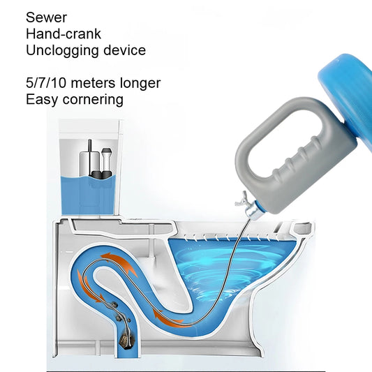 Toilet Sink Drain Unblocker Sewer Pipe Plunger Dredge 5/7/10 Meters Handheld Extendable Bathroom Kitchen Cleaning Tools by PDG ibma