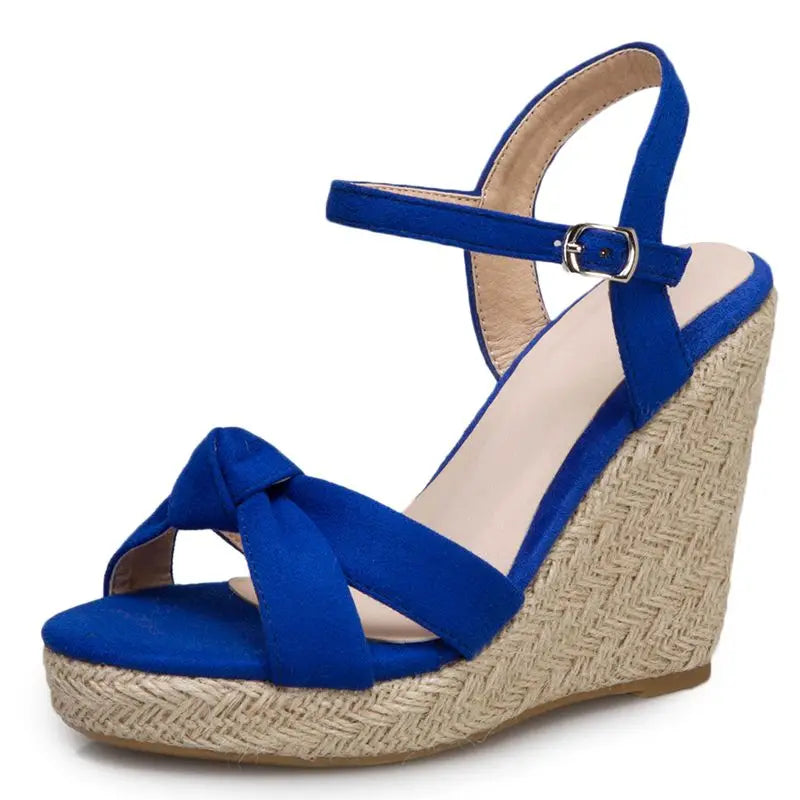 REAVE CAT Brand Women Sandals Open Toe Flock Suede Wedges 11cm Platform Buckle Strap Big Size 44 45 46 Soft Leisure Daily Shoes
