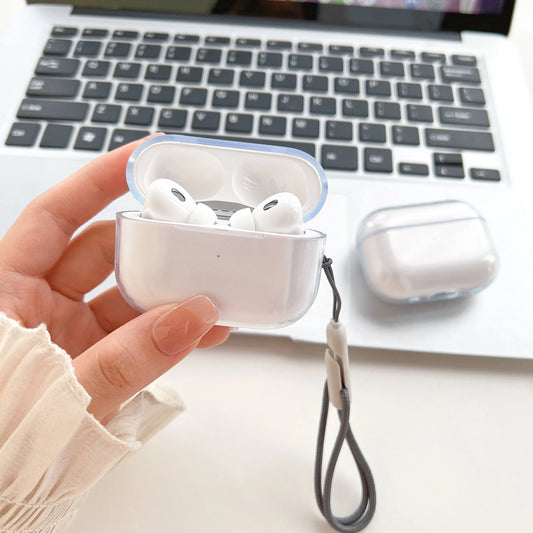 For Airpods 4 3 2 1 Pro Pro2 Pro 3 Soft TPU Earphone Case with Lanyard Transparent Shockproof Cover Headphone Accessories