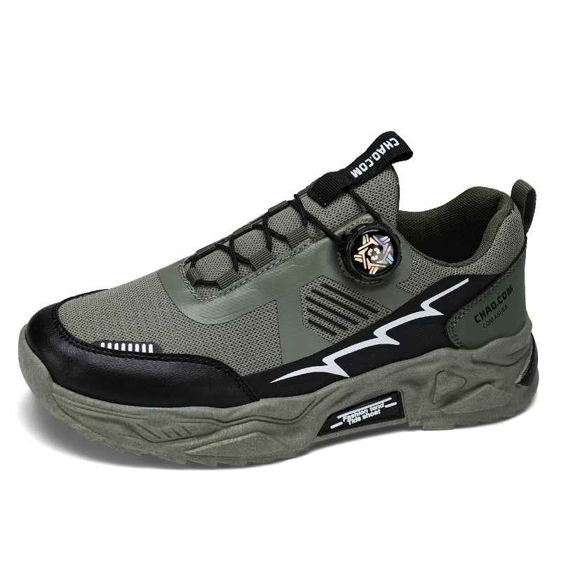 Men's casual sports shoes four season new rotating shoelaces comfort outdoor running walking shoes breathable soft-sole sneakers