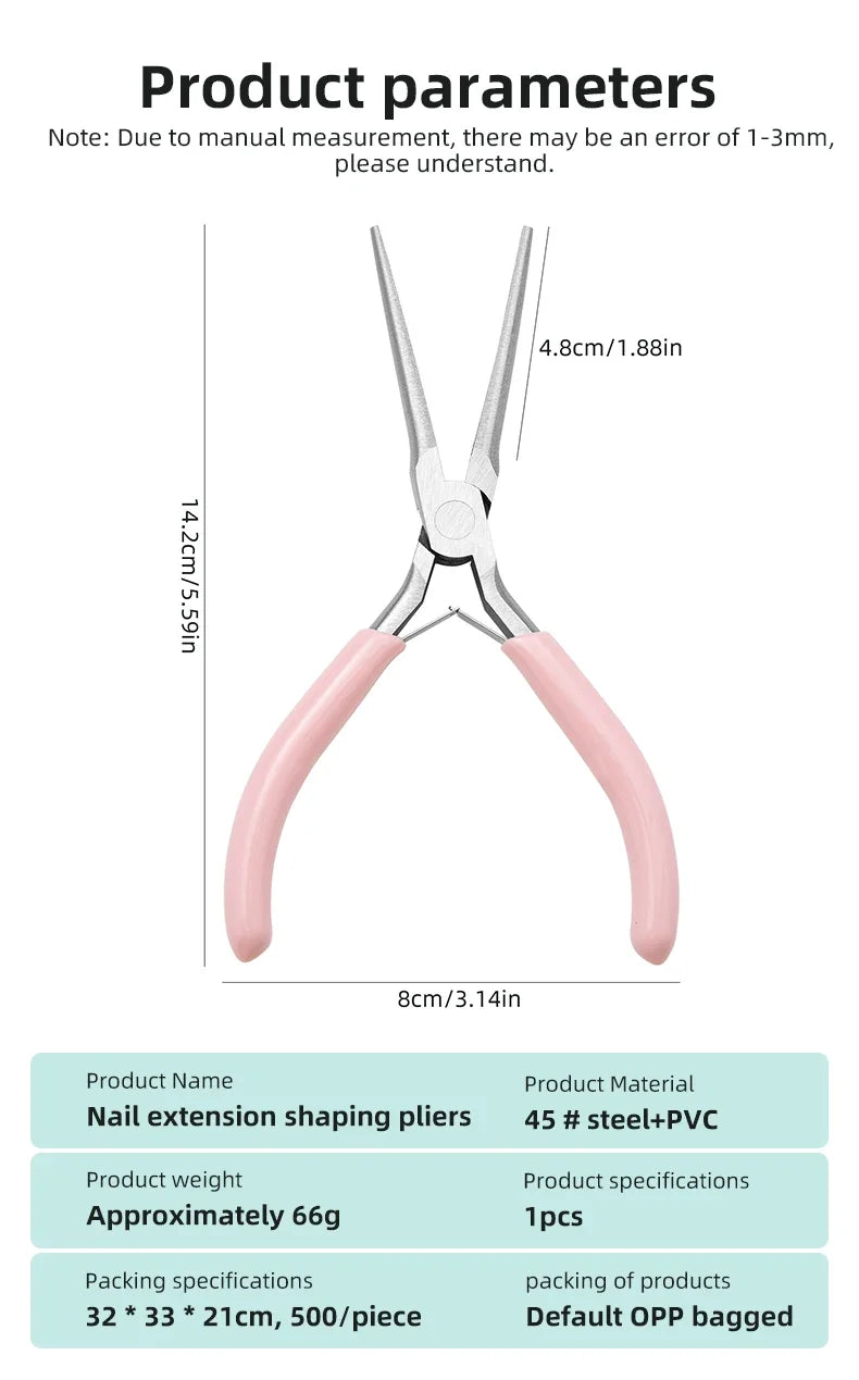 Pink Long Nose Pliers Set Professional Nail Art Pliers For Manicure Extension Jewelry Making Diy Craft Tools