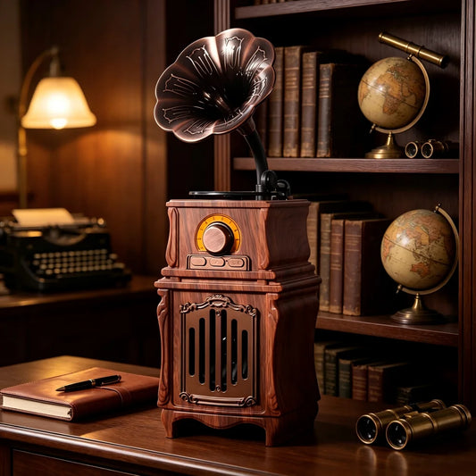 Vintage Style Bluetooth Speaker, Aesthetic Wood Grain Design Home Ornament, High Quality Sound Speaker, Creative Desktop Decor