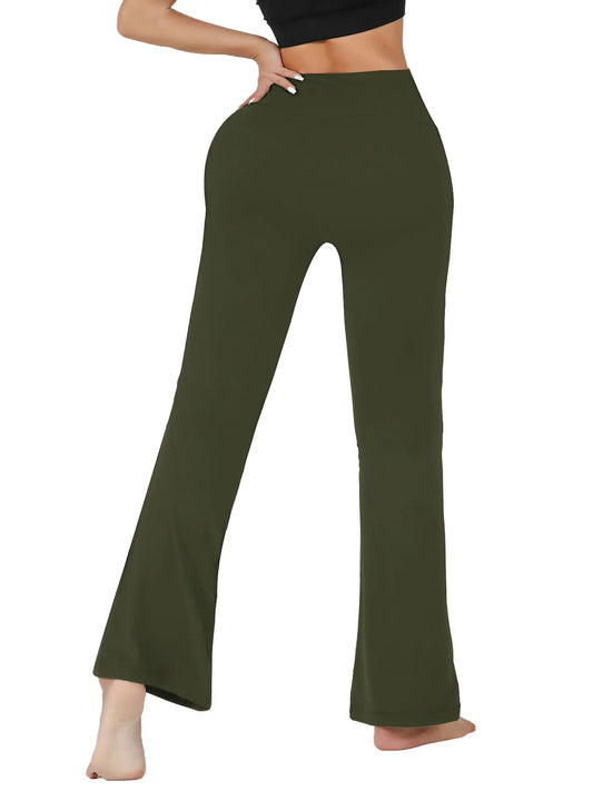 Women's Super Soft Flare Pants High Waisted Tummy Control Workout Yoga Leggings Bell Bottoms by PDG ibma