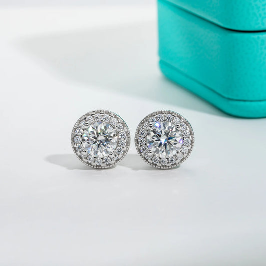 AnuJewe 2.4cttw D Color Moissanite Diamond Vintage Stud Earrings For Women 18K Gold Plated 925 Sterling Silver Earrings Wholesal