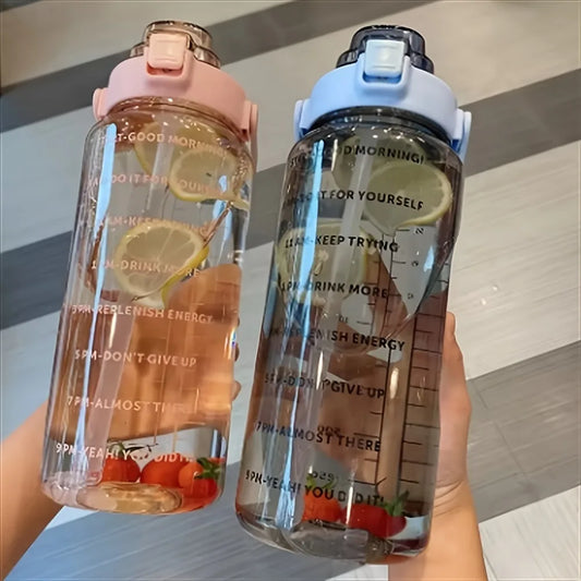 2L Portable Water Bottle Large Capacity Plastic Straw Water Cup Beverage Bottle,Outdoor Portable Sports Water Cup by PDG ibma