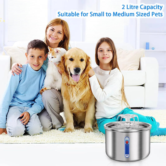 Stainless Steel Pet Water Feeder Cat Automatic Water Fountain USB Electric Mute for Cat Dog Filter Fountain Smart Drinking Bowl by PDG ibma