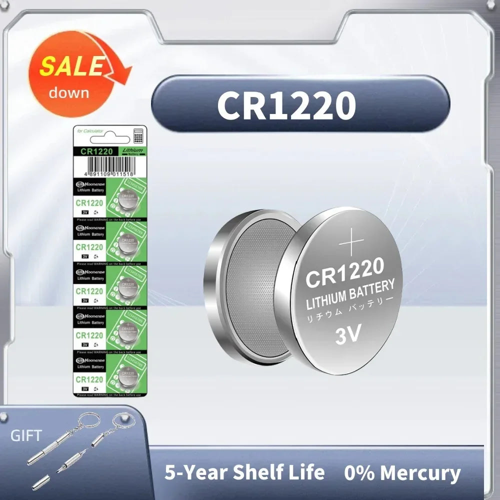 2-10pcs High-Capacity CR1220 LM1220 BR1220 KCR1220 3V Alkaline battery For Toy Watch Car Remote Control Mouse Button Coin Cell