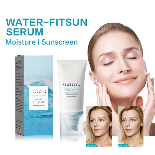 SPF50 Sunscreen Hyaluronic,Madagascar Pure Plant Essence Sunscreen Sensitive Skin, Waterproof Lasting Sunblock,Reduces Fine Lin