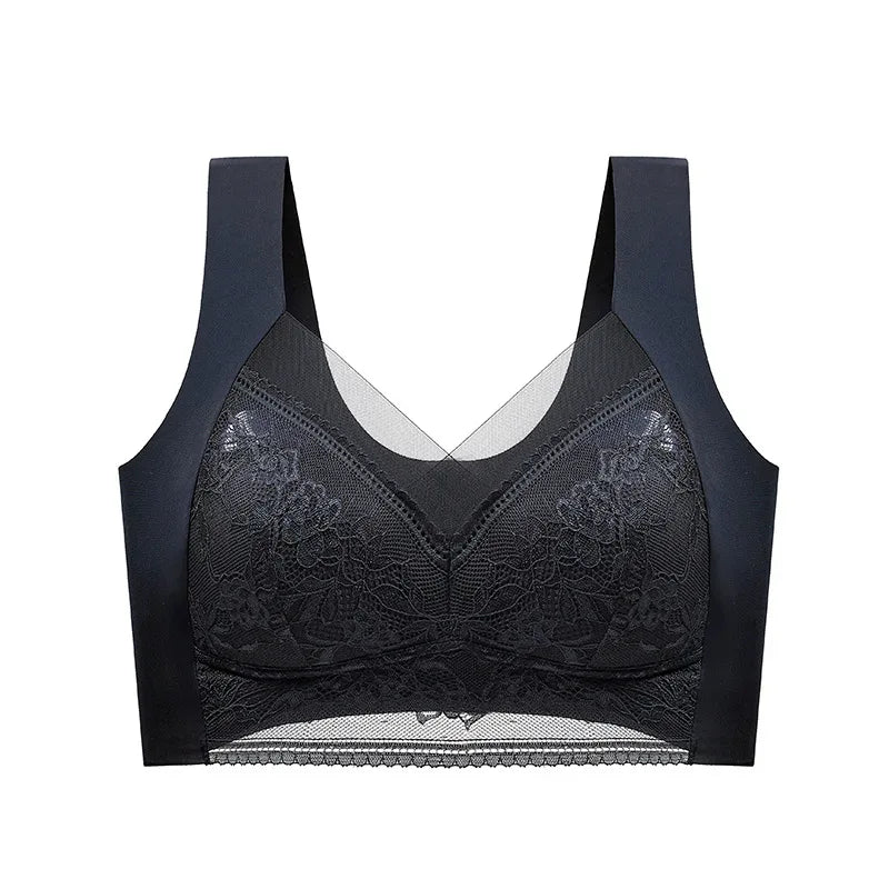 FallSweet Seamless Ice Silk Push Up Bra for Women Wireless Lace Bralette Plus Size Brassiere Summer Comfort Underwear Lingerie