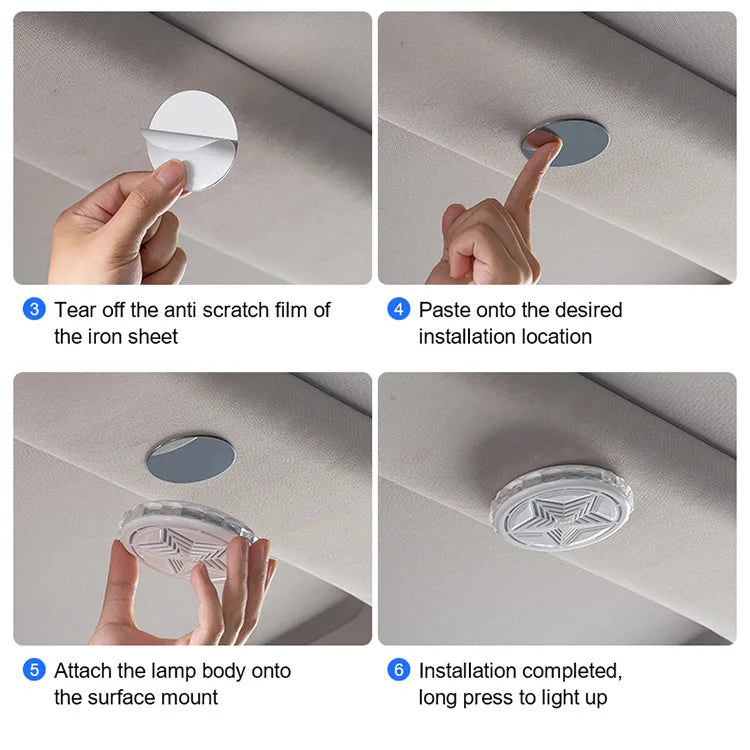 Car reading lights, LED interior sound controlled ambient lights, car trunk lighting, wireless wiring free decorative lights