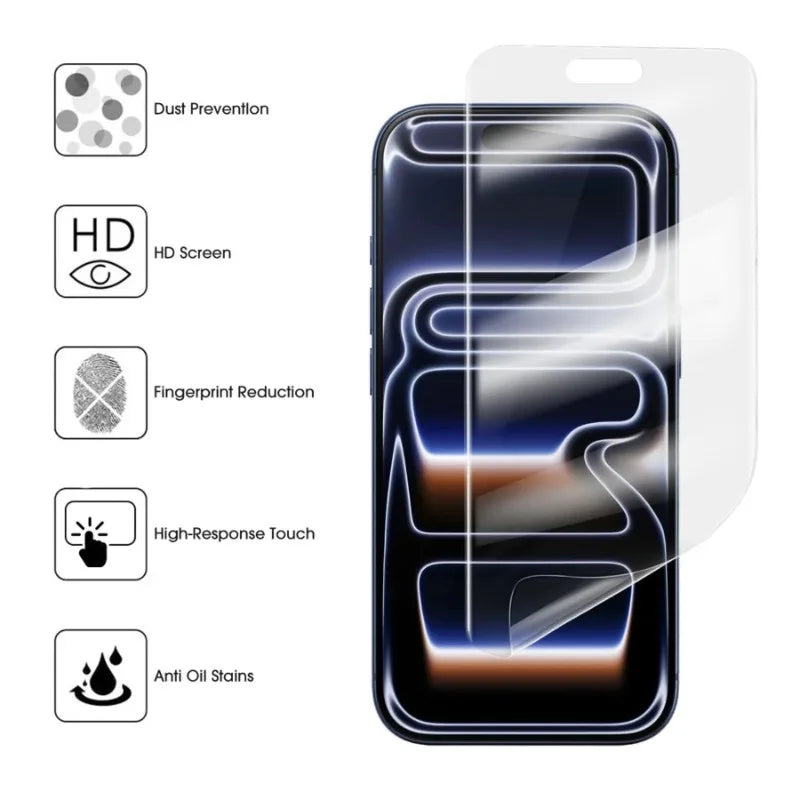 5Pcs Hydrogel Film For iPhone 17 16 15 14 13 12 11 Pro Max Plus Full Cover Screen Protector For iPhone 17E 16E 13 12 MIni