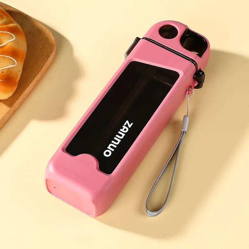 350ml Plastic Water Bottle Leak-proof Square Cup Sports Bottle with Lockable Lid and Measurements for Outdoor Sports Travel Cup