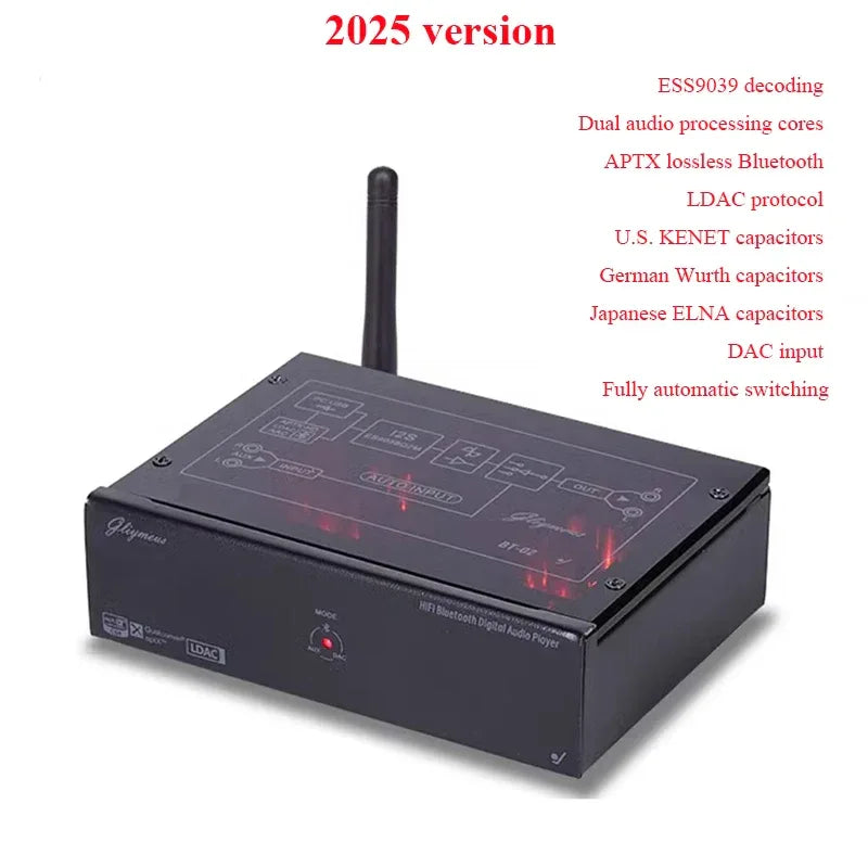 HiFi Lossless Bluetooth Decoder Audio Receiver QCC5125 Dual 9038Q2M DAC 24BIT 96KHz Lossless Decoding External USB Sound Card