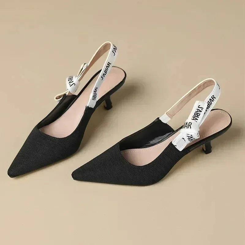 High Heels Women Sexy Sandals Mid Heels Slingback Summer Slippers 2025 Fashion Luxury Pumps New Flip Flops Shallow Mujer Slides