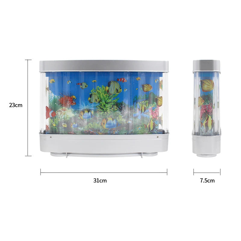 Lampe d'aquarium artificielle avec poissons tropicaux, décoration d'aquarium, océan virtuel en mouvement, veilleuse pour enfants, cadeau d'Halloween ou de Noël. Jouet