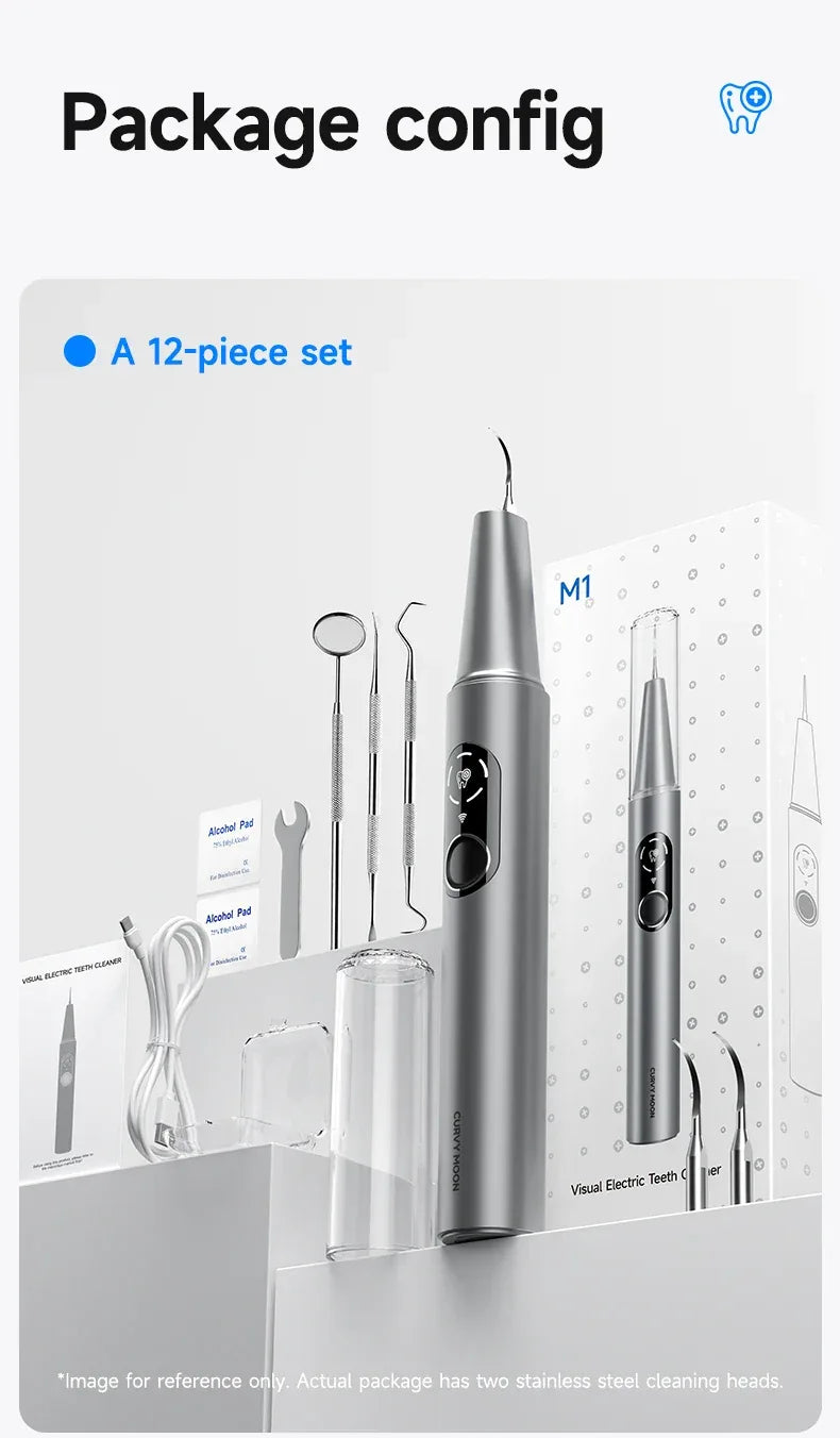 CURVY MOON Visible Electric Ultrasonic Tooth Cleaner with Camera Tartar Remover Tooth Stain Cleaning Tools Teeth Whitening Care