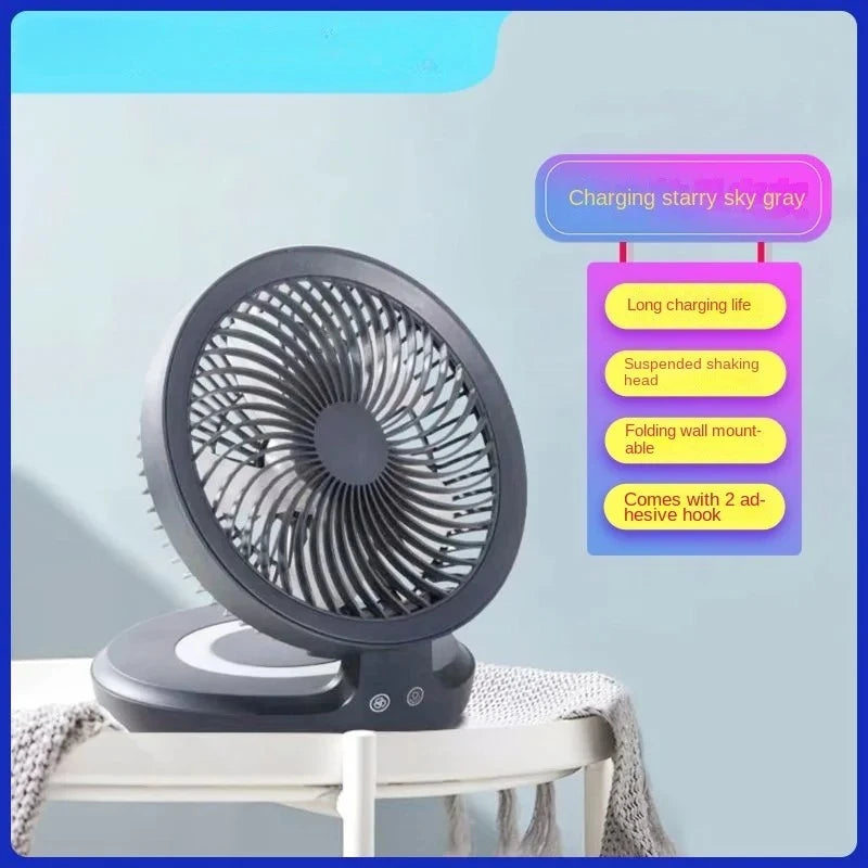 Edon Air Circulation Fan Wireless Suspended USB Rechargeable Night Light Touch Control 4 Wind Speed Folding Electric Fan Home