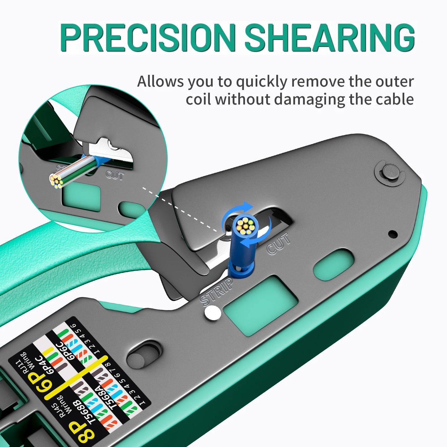 RJ45 Crimp Tool Kit Pass Cat6 Crimping Tool For Cat5 Cat5e Cat6 8P8C Connector, All-in-one Ethernet Crimper
