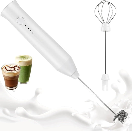 Electric Milk Frother 2 In 1 Rechargeable Blender Stainless Steel 3 Speeds Coffee Mixer Egg Beater Handheld Foam Maker Tools