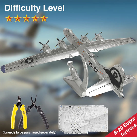 Piececool 3D Puzzles Airplane Metal Assembly Model Kits Creative Toys Jigsaw DIY for Adult Gifts 150Pcs