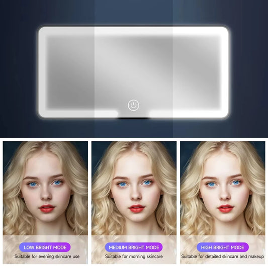 Car interior mirror, sun visor, LED high-definition makeup mirror, 3-mode touch screen adjustment,USBcharging,car makeup mirror