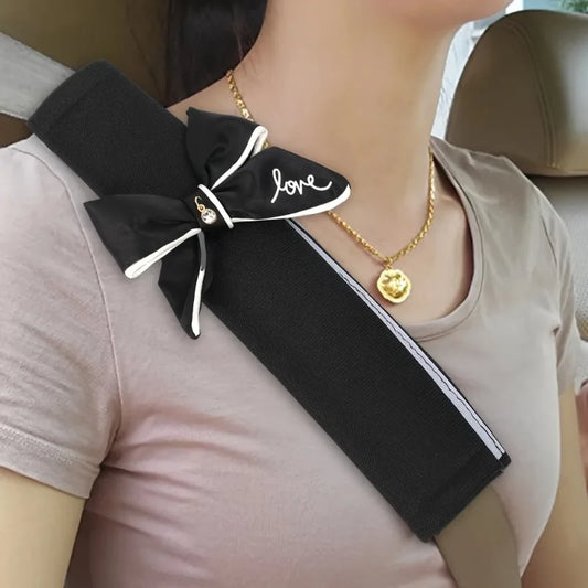 2pcs Cute Women Bowknot Car Seat Belt Cover Auto Seat Belt Shoulder Strap Harness Cushion Protector Pads Decoration Protection by PDG ibma
