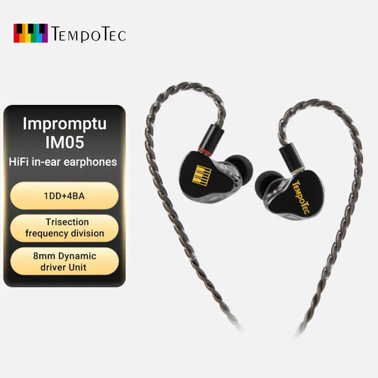 TempoTec IM01 Flathead 4.4mm earphones, IM05 3.5mm cable-detachable,0.78mm pin HiFi in-ear earphones 1DD+4BA