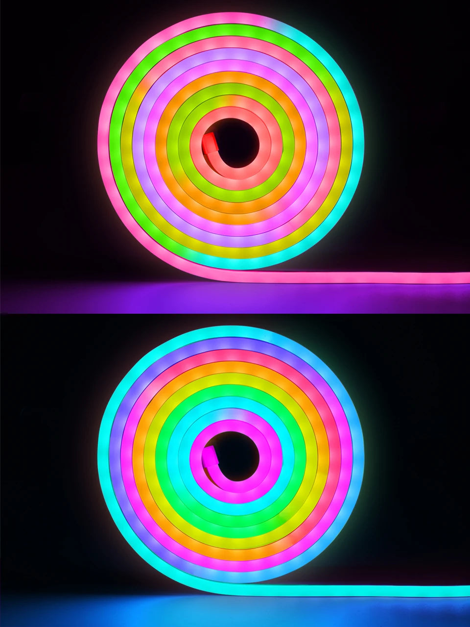 WS2812 RGBIC RGB LED Neon Light Strip,5V USB Waterproof Bluetooth Diode Neon Tape Ribbon with Remote for Room Ceiling Decoration