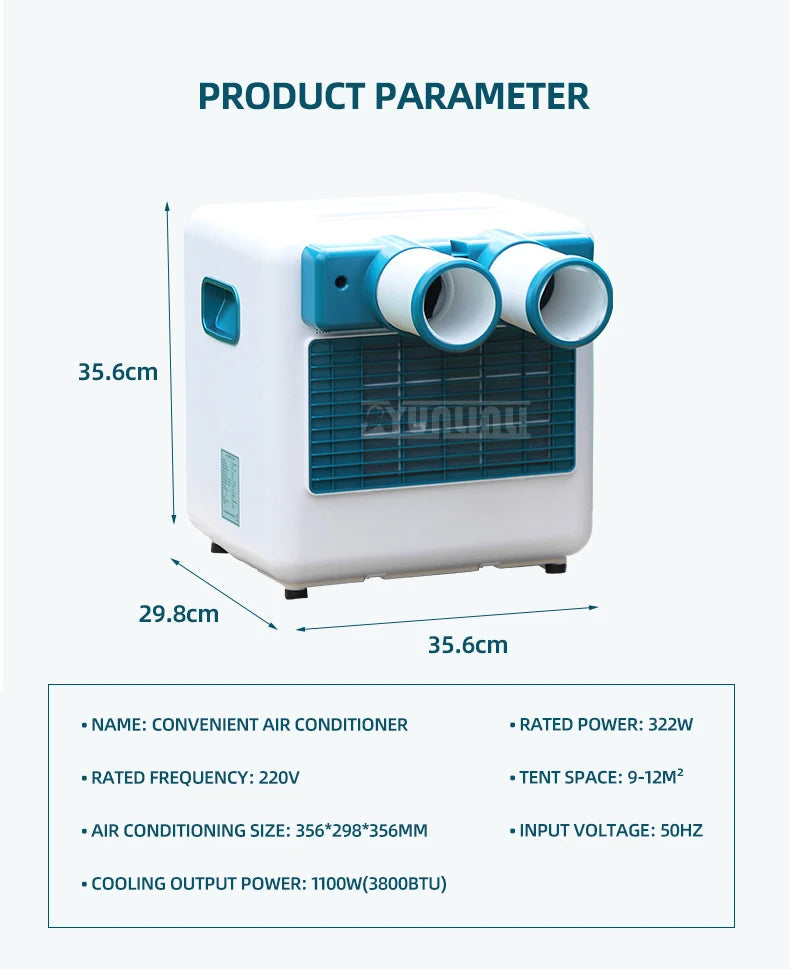 220V Mobile Air Conditioning Machine Free Installation Air Conditioner Small Camping Climatisation Cooling Machine