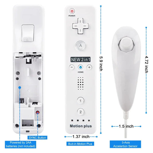 a Whole Set Remote Controller with Nunchuck Controller for Wii Games Control for Wii Console Wireless Gamepad with Motion Plus