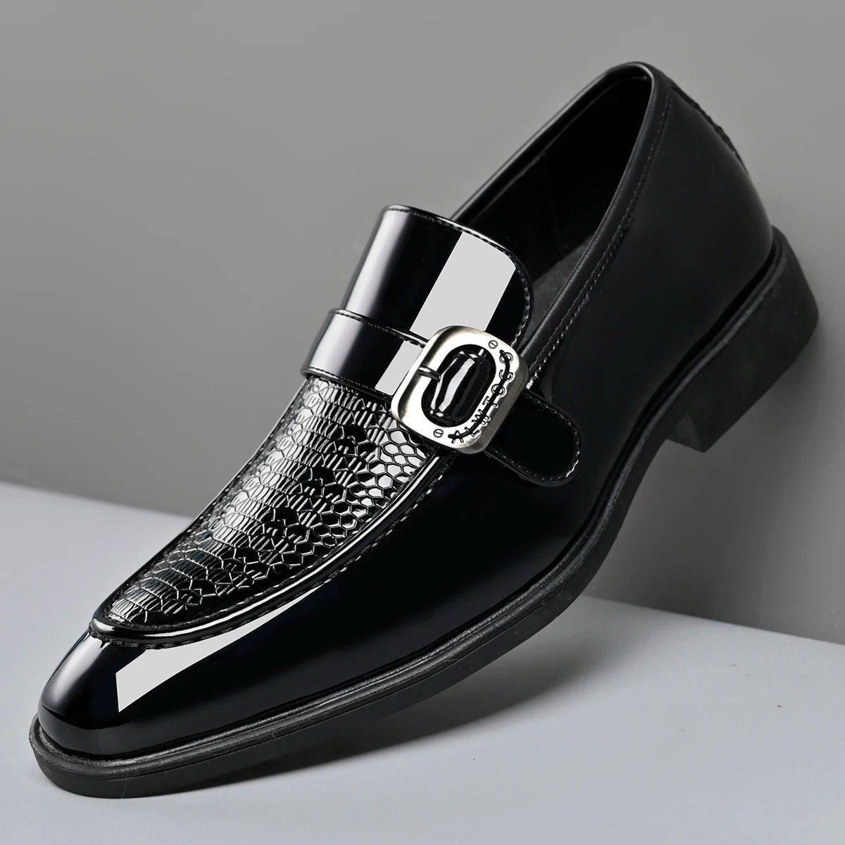 Men's Fashionable British Style Leather Shoes Slip-On Loafers Comfortable Anti-Slip Formal Derby Shoes-HT187