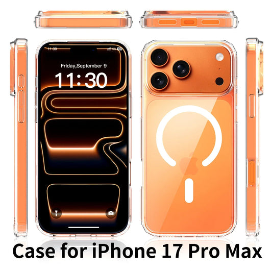 Transparent Phone Case For Magsafe iPhone 17 Pro Max Air 16E 16 E 15 Plus 14 13 Mini 12 11 X XS Mag Safe Phone Cover Accessories by PDG ibma