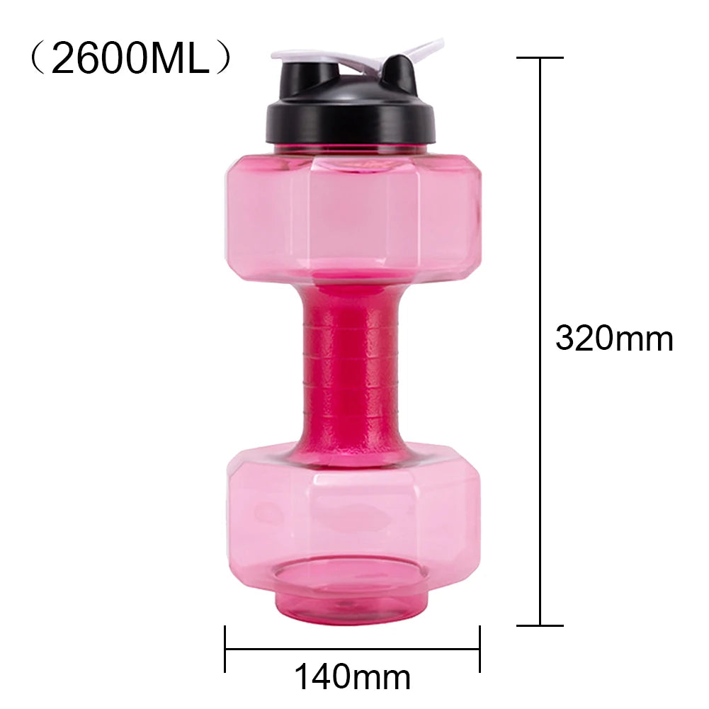 2.6L Sports Dumbbell Shaped Kettle Sport Water Bottle Outdoor Indoor Fitness Cycling Water Bottle Camping Cold Water Bottle