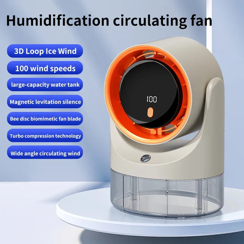 TINSOL New Compact Mini Electric Fan with Single-Hole Mist Air Conditioner Ice-Cool Humidifying Circulating Fan 360° Adjustable