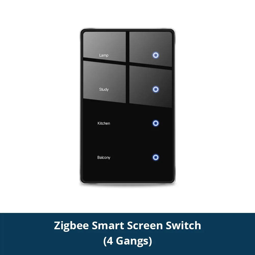 Zemismart Zigbee DIY Name Switch US Black Touch Panel Smart Display Screen Light Switch Work with Tuya Smart Life App