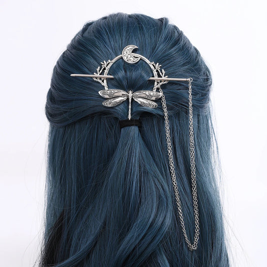 Viking Retro Dragonfly Moon Hairpin Branch Hairpin Women's Fashion Trend Versatile Hair Accessories Scandinavian Norwegian Style Accessories Party Accessories Valentine's Day Mother's Day Holiday Gift