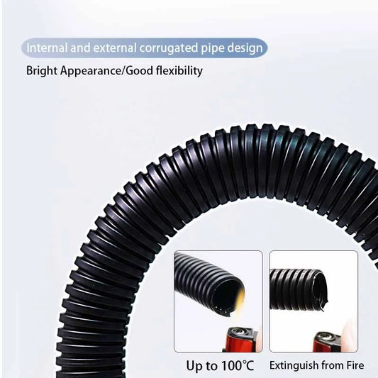 1/5/10M Black PP Insulated Corrugated Pipe AD7.5mm-34.5mm Wire Hose Threading Hose Plastic Corrugated Pipe Protective Sleeve by PDG ibma