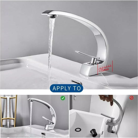 Chrome Basin Faucet Washing Basin Mixer Deck Mounted Cold and Hot Bathroom Faucet