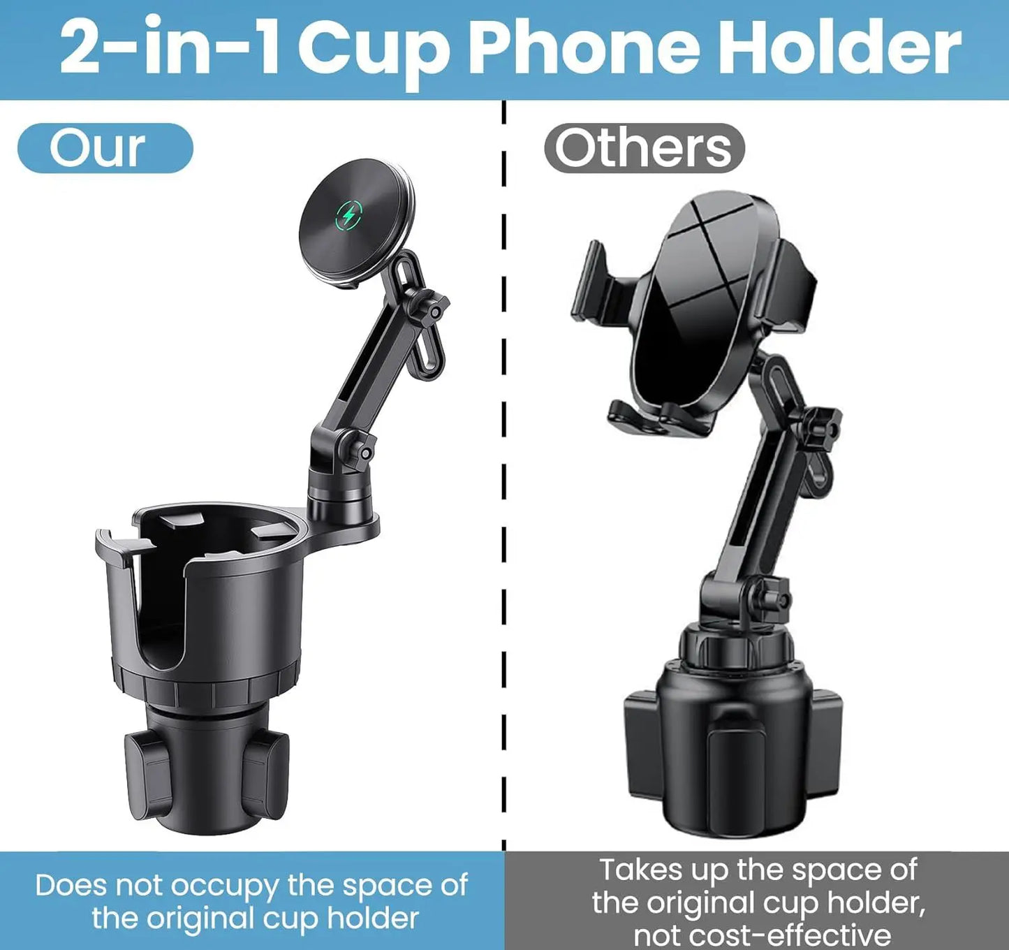 Car phone holder, multifunctional car cup holder suction, mobile phone navigation holder, magnetic wireless charger