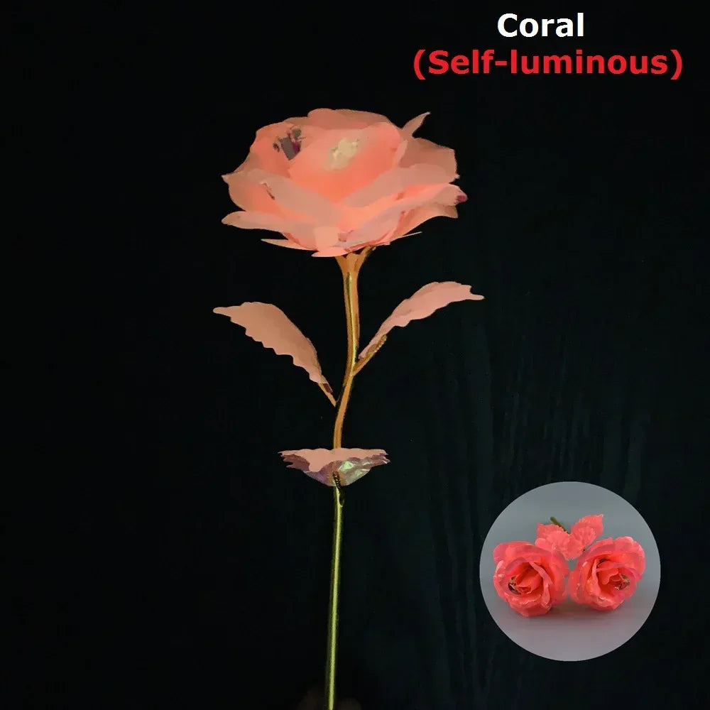 2024 Luminous Rose Valentine's Day Present Gifts Eternal Rose Flower Simulation 24k Gold Foil Rose Mother's Day Gifts