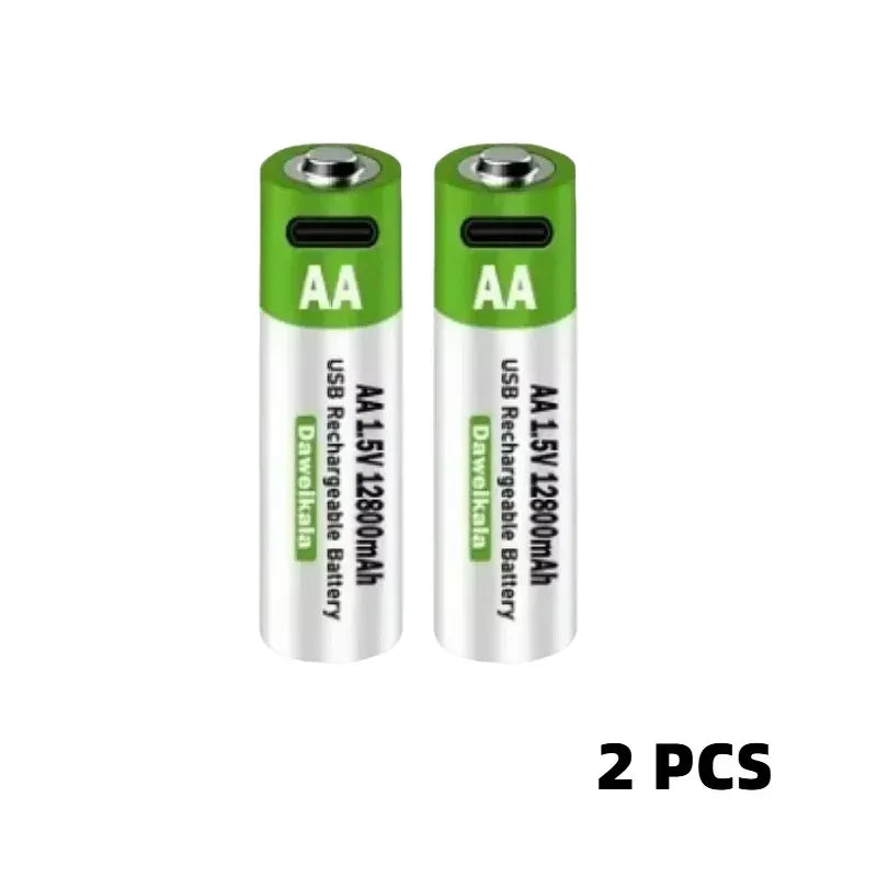 2025 New AA 1.5V USB Rechargeable Li-ion Battery 12800mAh Battery W/Type-C Cable for Toy Remote Control Mouse Electric Battery