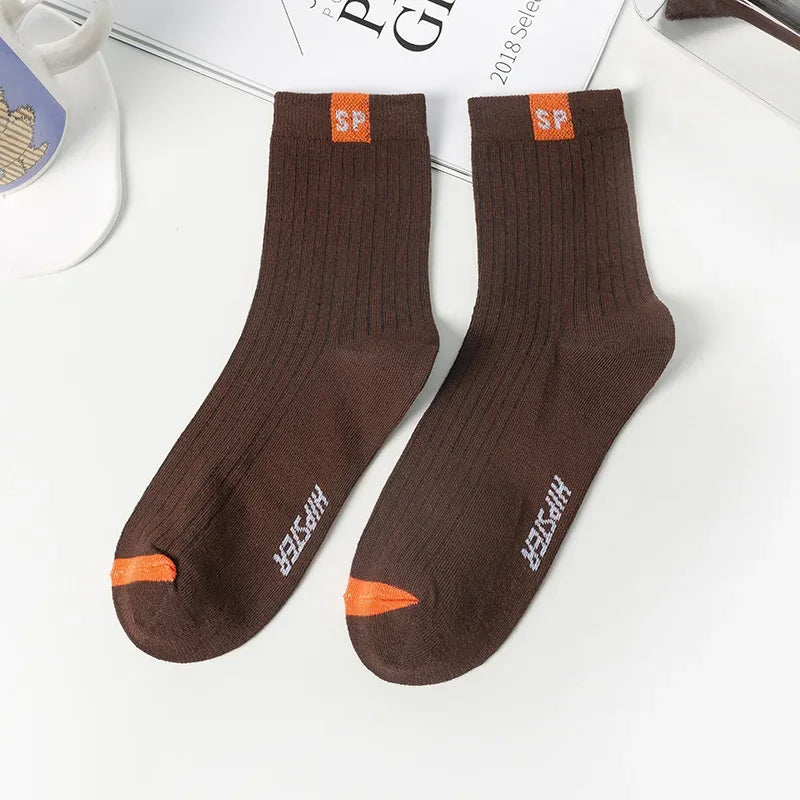 1 Pairs Mens Letters SP Middle Tube Socks Spring and Summer Shallow Low Top Sport Short Socks Trend in Tube Socks Calcetines