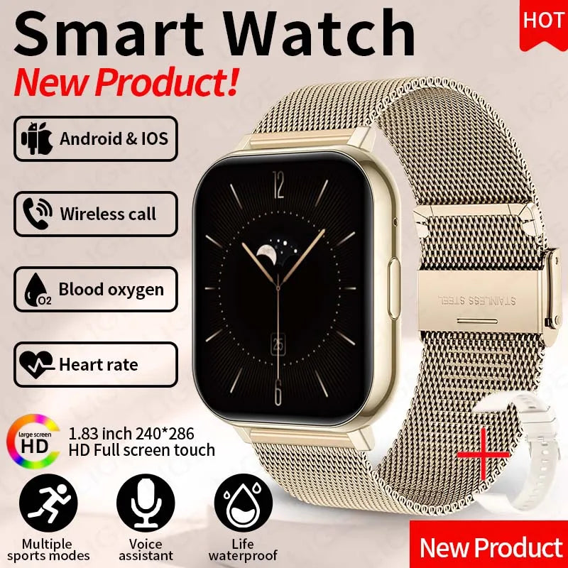 LIGE 2026 New Health Monitor 1.83" HD Screen Fitness SmartWatch Call Reminder Bluetooth Call Waterproof Smart watch Men Women